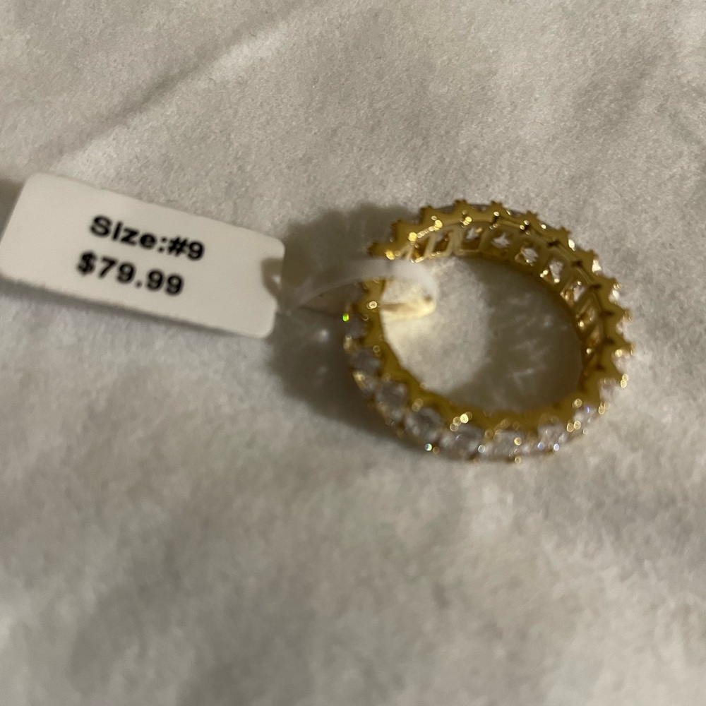 New!!! Micro Pave Brass CZ Ring.  Size 9! Fun fashion piece!